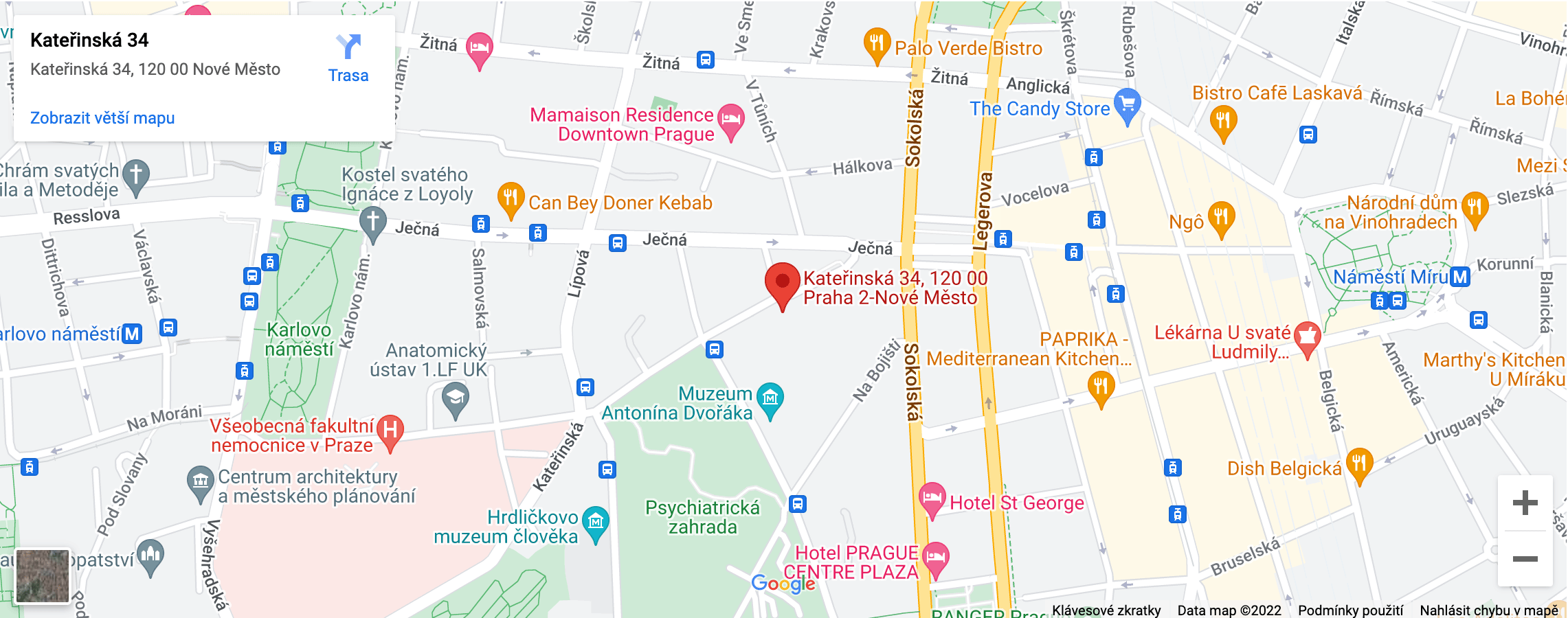 Mapa ORL ordinace Kateřinská