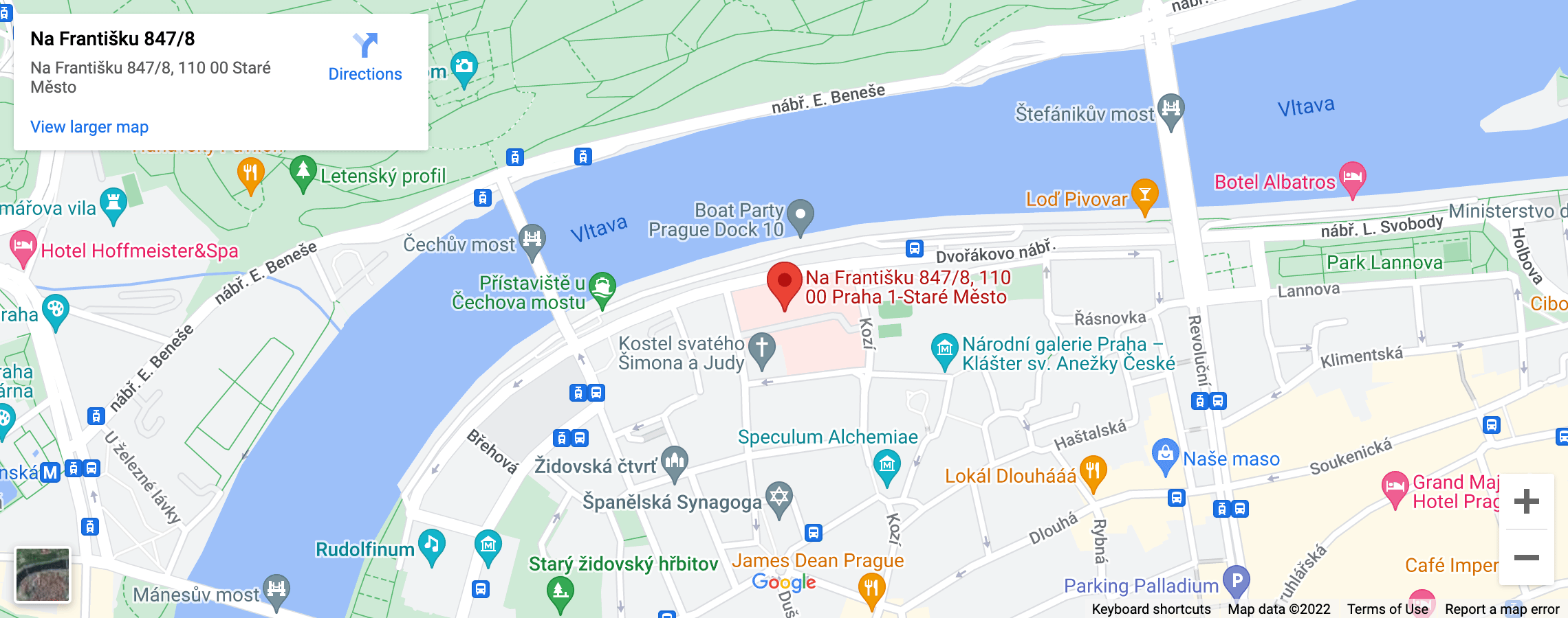 Mapa ORL ordinace Na Františku