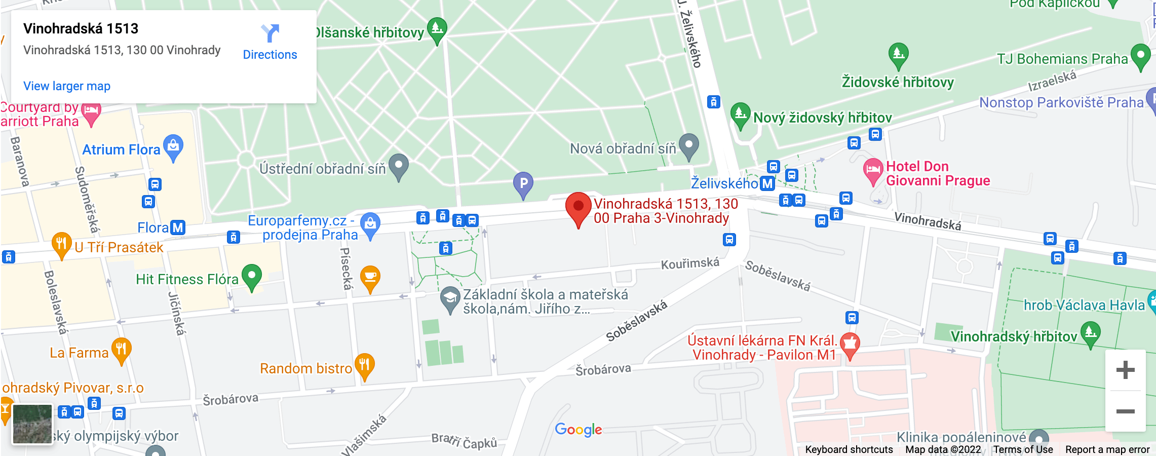Mapa ORL ordinace Vinohradská